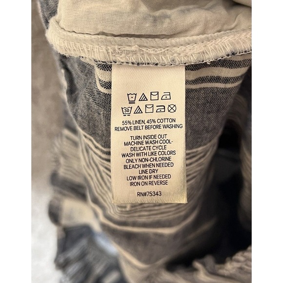 Sigrid Olsen Linen Cotton Striped Pull On Pants Womens Size XL Blue Rope Belt - Picture 4 of 8